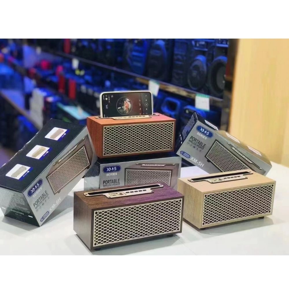 Loa gỗ bluetooth XM-5H Kết Nối Bluetooth 4.0, Phong Cách Cổ Điển, Vỏ Gỗ Sang Trọng, Bass Trầm Ấm