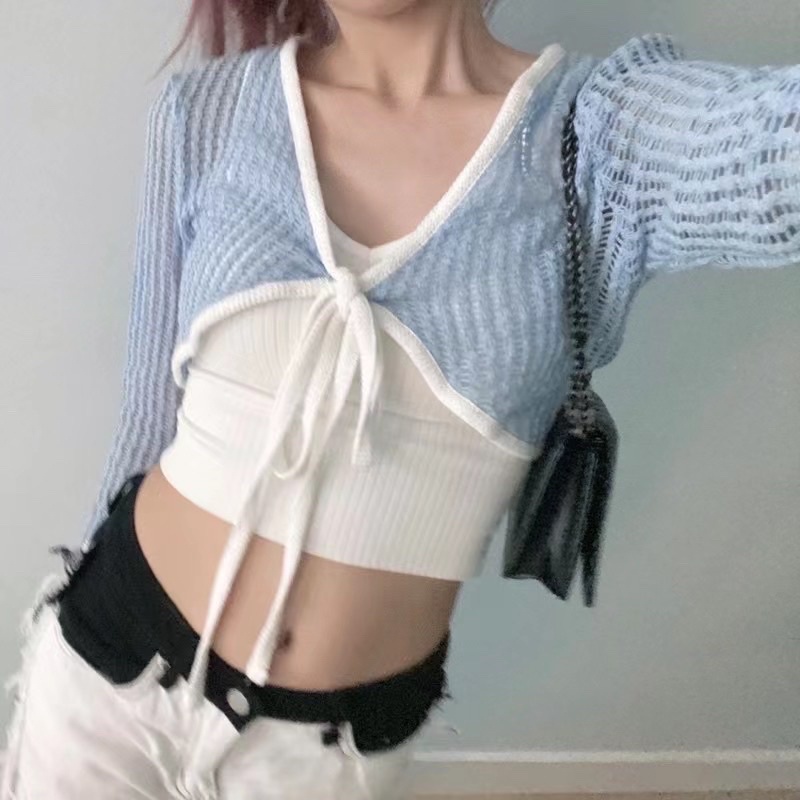 áo len khoác lưới sexy (5763#)
