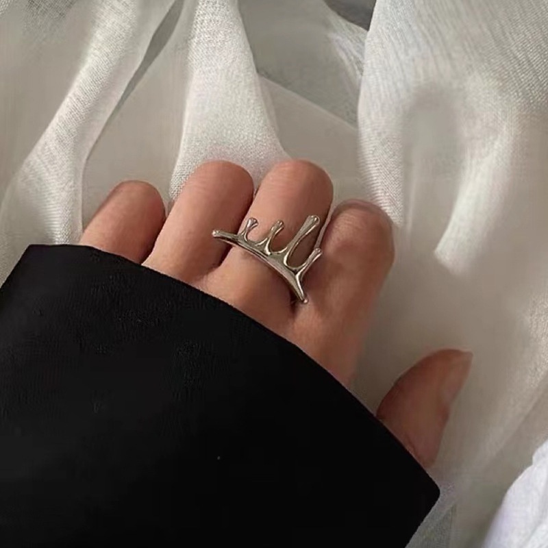 Nhẫn Hở Đính Đá Zircon Hình Giọt Nước Phong Cách Hip Hop Hàn Quốc Thời Trang