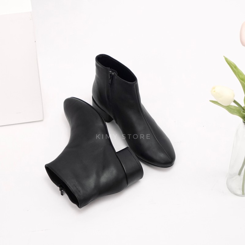 Boot nữ da dê VAG xuất Úc, boots nữ cổ thấp da thật gót 3cm- Kimy Store