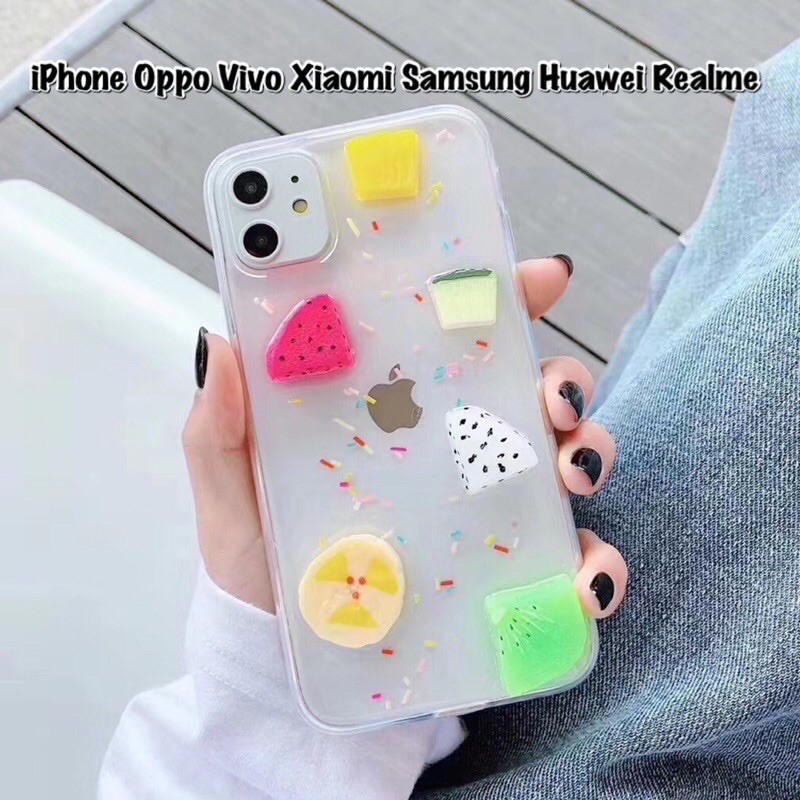 Ốp Điện Thoại Hình Trái Cây 3d Cho Iphone 6 7 8 Oppo Xiaomi Samsung J5 J7 A51 A71 Huawei Realme A11 M11 A31 A21 Redmi 9