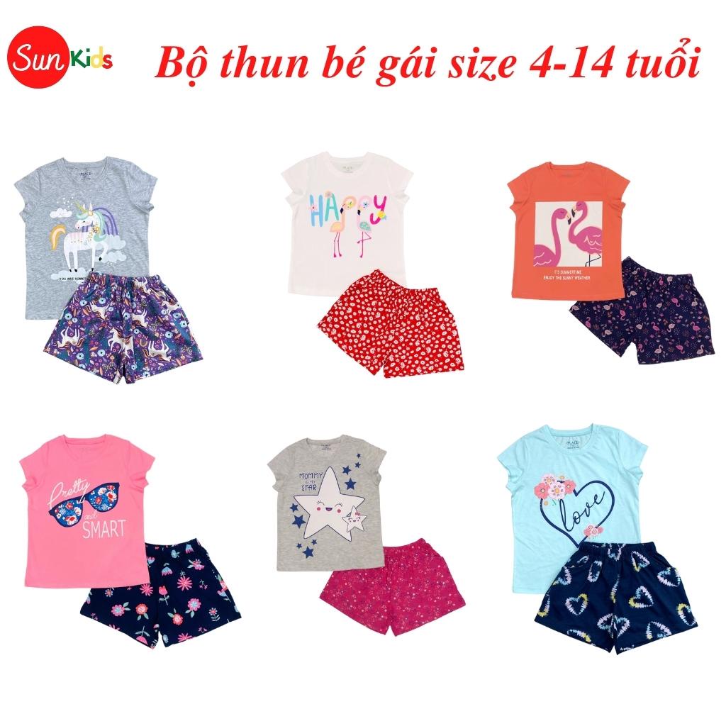 Đồ bộ thun bé gái, đồ bộ trẻ em chất cotton, có nhiều màu, size 7/8-14 tuổi - SUNKIDS1