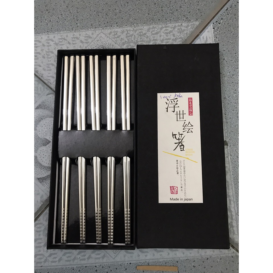 SET 5 ĐÔI ĐŨA INOX 304 ĐẶC RUỘT JAPAN