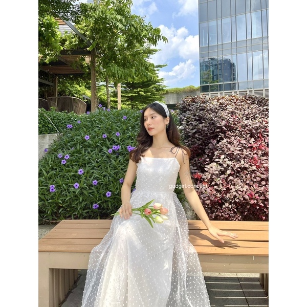 HANIE DRESS - Đầm dây nữ nhẹ nhàng trắng và xanh