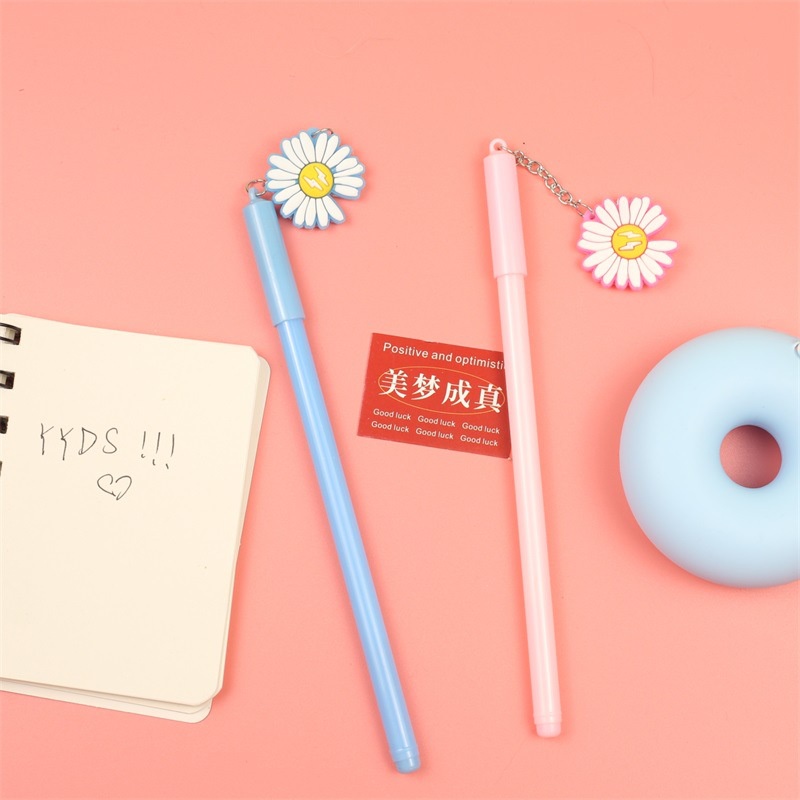 1 Bút Mực gel Ngòi 0.5mm In Họa Tiết Hoa Cúc / Trái Tim Dễ Thương Tiện Dụng Cho Học Sinh