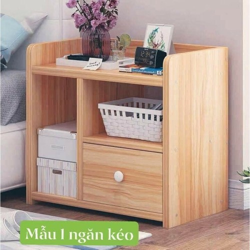 Tủ, Kệ Đầu Giường Vuông Ngăn Kéo Màu Gỗ 40 x 26 x 32.5cm
