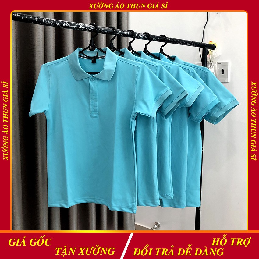 Áo phông nữ polo - Áo cá sấu poly cổ trụ màu thiên thanh