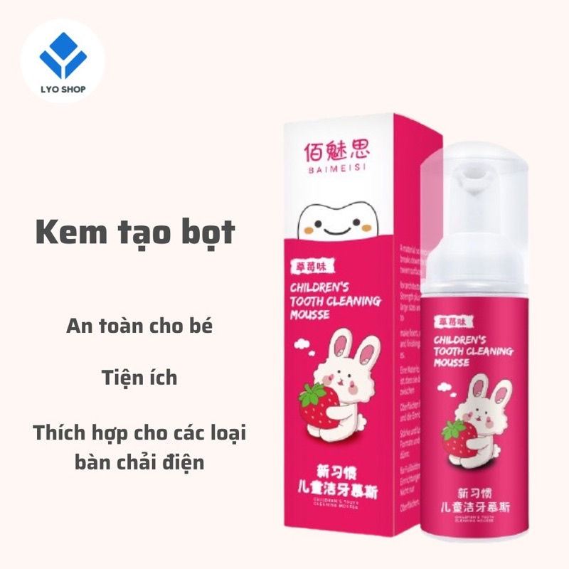 Kem Đánh Răng Tạo Bọt Trẻ Em Hương Dâu, Kem Đánh Răng Chống Sâu Răng Cho Trẻ Em Dạng Bọt Tuyệt Đối An Toàn