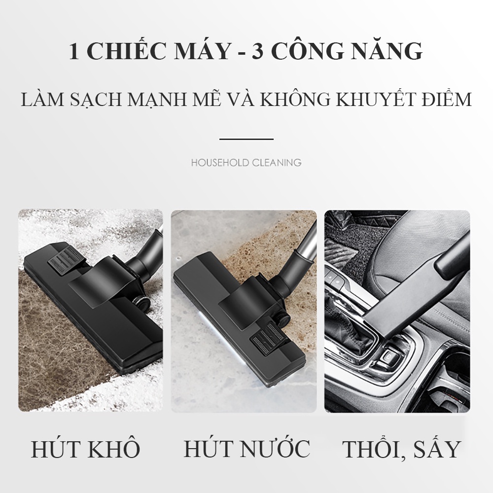 Máy hút bụi công nghiệp cao cấp đa năng dung tích 18L hút khô, hút nước, thổi sấy chống nước rò rỉ. Bảo hành 3 năm.
