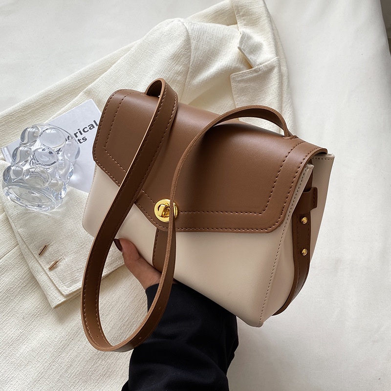 Túi Đeo Chéo Dáng Vuông Nhỏ Màu Tương Phản Chất Lượng Cao Thời Trang Cho Nữ