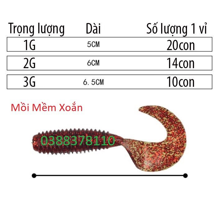 Mồi Giả Mềm Xoắn Cao Cấp Chuyên Dùng Câu Lure