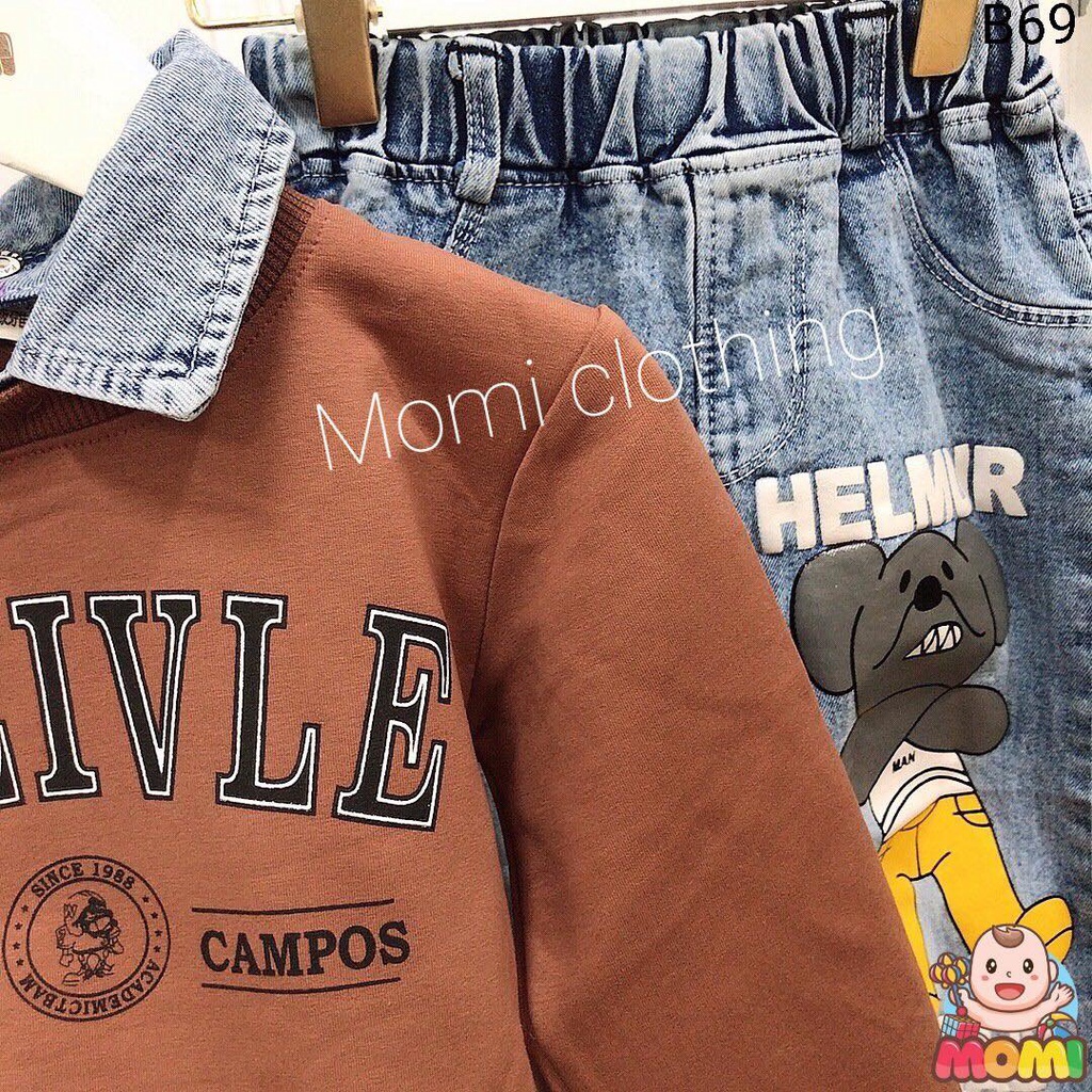 Set nỉ jean sơ mi cổ giả dành cho bé trai - B69 - CAM KẾT HÀNG QUẢNG CHÂU NHƯ HÌNH