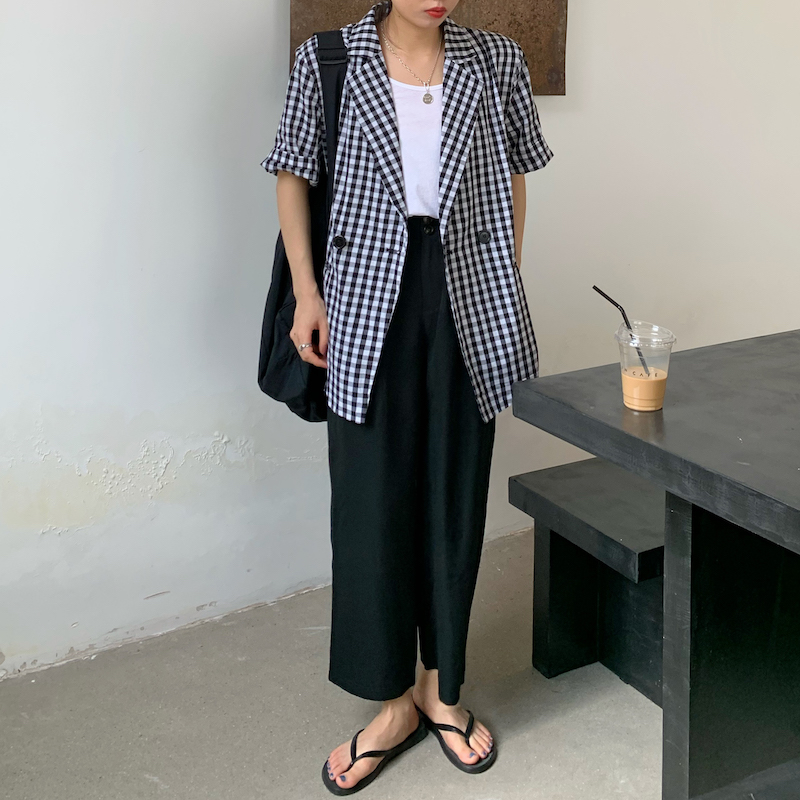 Đen Áo Khoác Blazer Dáng Ngắn Phối Hai Hàng Nút Thời Trang Thanh Lịch | BigBuy360 - bigbuy360.vn