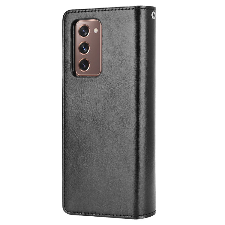 Bao da nắp lật da ngựa cổ điển có ngăn đựng thẻ và chức năng giá đỡ thích hợp cho Samsung Galaxy Z Fold 2 5G