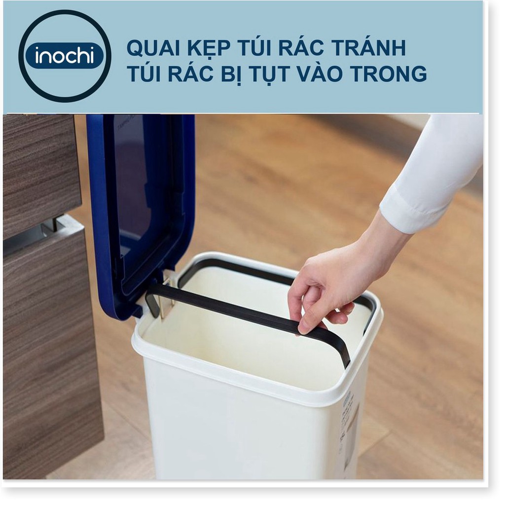 Thùng Rác Hiro Nhựa Đạp Chân Nắp Đậy Chữ Nhật INOCHI 15 Lít Làm Sọt Rác Văn Phòng Gia Đình TRAC15