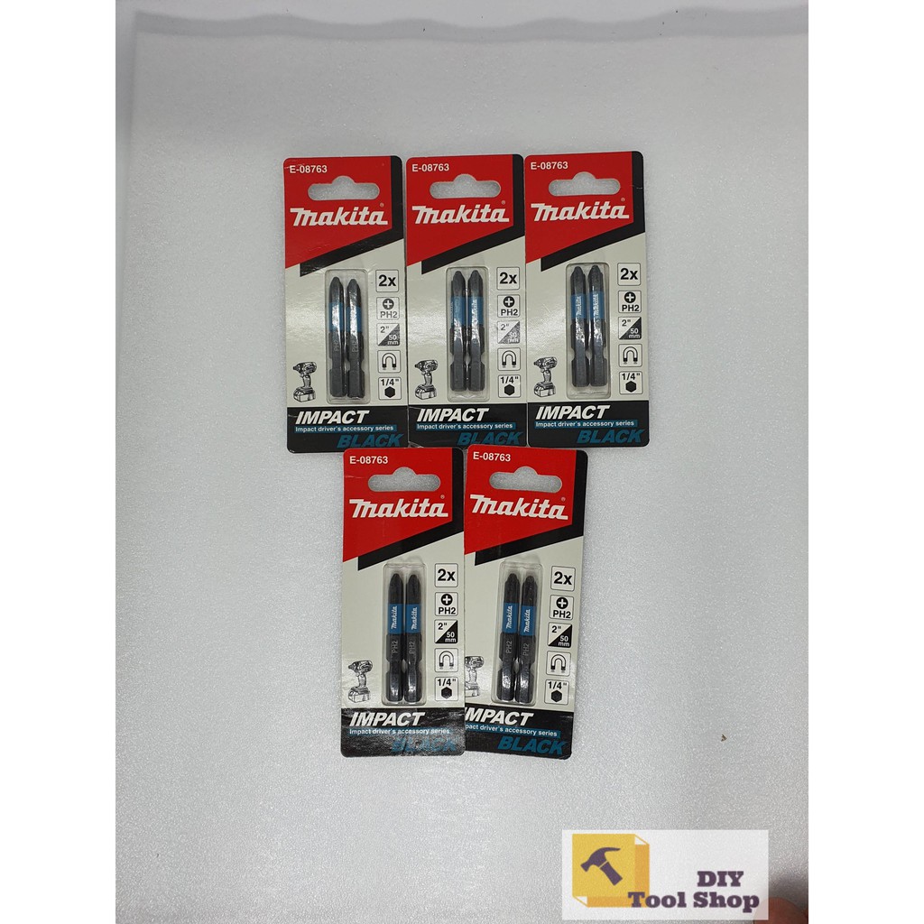 Bộ 2 Mũi Vít PH2 dài 50mm IMPACT BLACK MAKITA E-08763 chuôi lục giác - Chính Hãng
