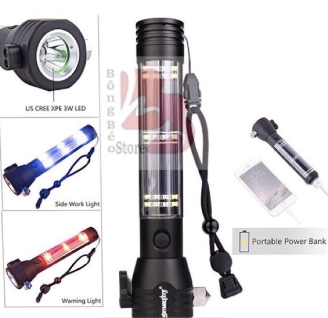 Đèn pin Police 11 chức năng Solar Power Flashlight