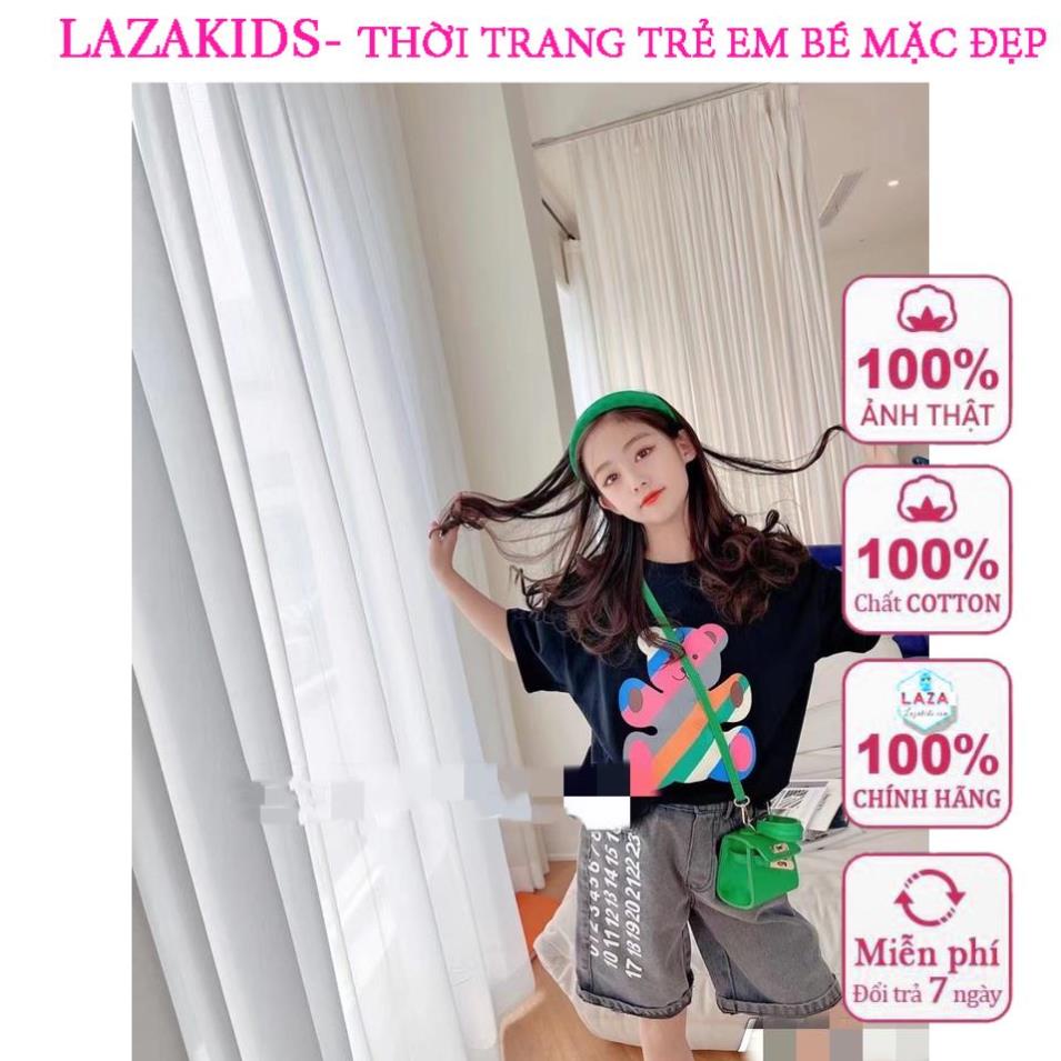 Áo thun bé gái size đại 18kg-50kg phông cotton đôi cho mẹ và bé gấu bảy màu đẹp chất thun mát đẹp LAZAKIDS 10 TUỔI