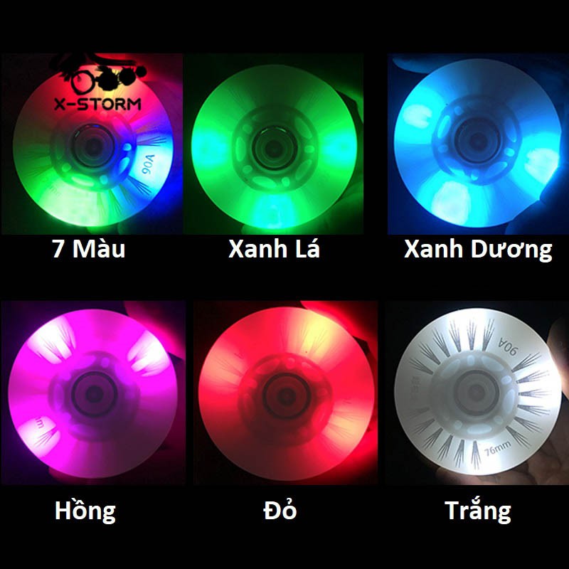 Bánh xe patin có đèn led (loại tốt), cao su có độ bám đường rất tốt