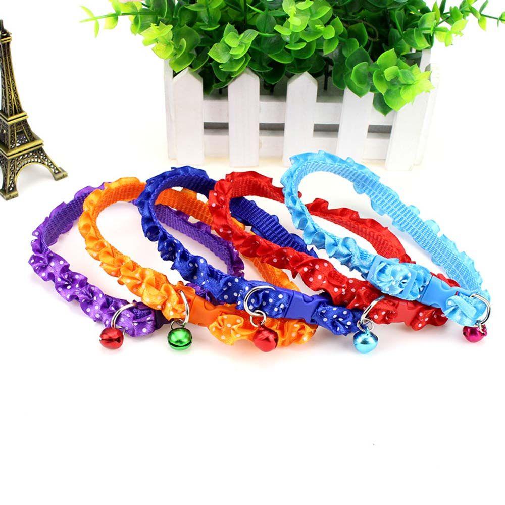 Vòng Đeo Cổ Họa Tiết Chấm Bi Phối Nơ Xinh Xắn Cho Thú Cưng