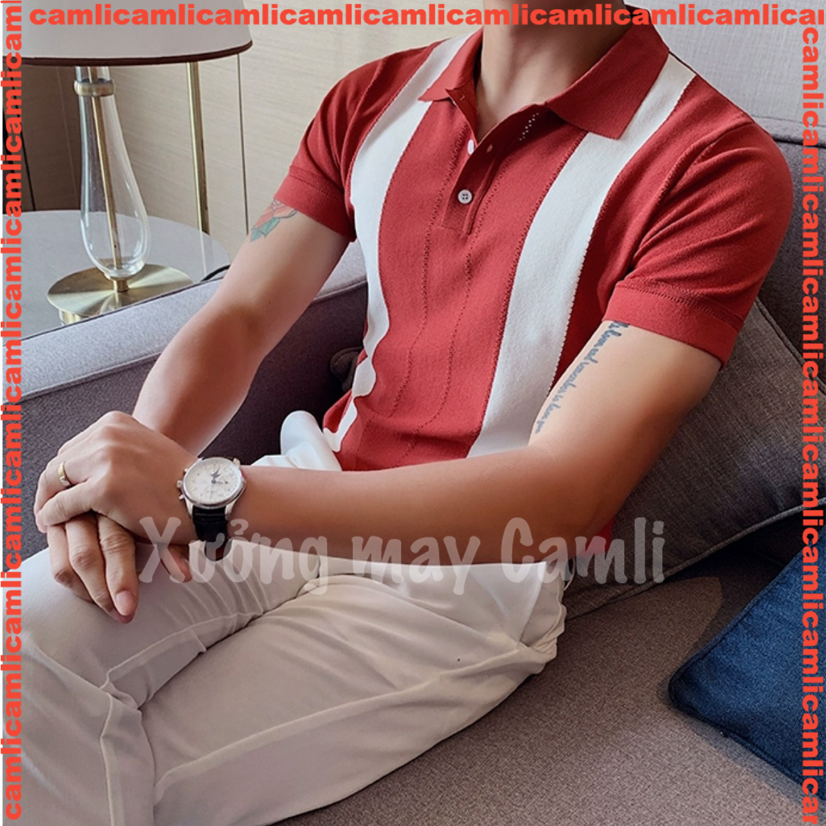 Áo thun POLO kẻ sọc dệt kim mùa hè nam, tay ngắn, mỏng nhẹ, thoáng mát phong cách Hàn Quốc | BigBuy360 - bigbuy360.vn