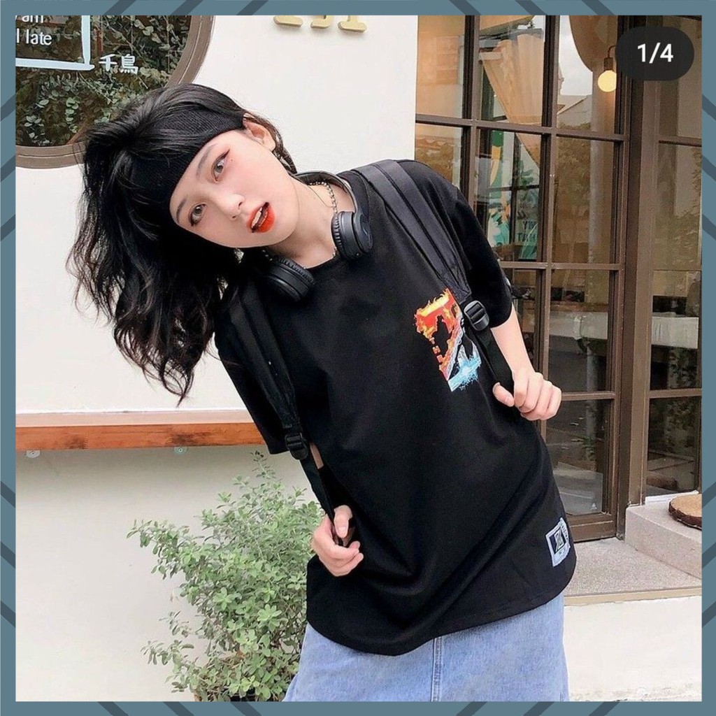 ÁO THUN TSHIRT NAM NỮ 1 CỠ FORM DÁNG RỘNG DƯỚI 65KG MẶC VỪA (LỬA BĂNG ZED) | BigBuy360 - bigbuy360.vn