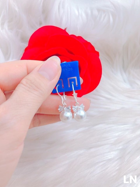 BÔNG TAI NƠ KÈM TRAI SIÊU XINH- BÔNG TAI NỮ BẠC TA