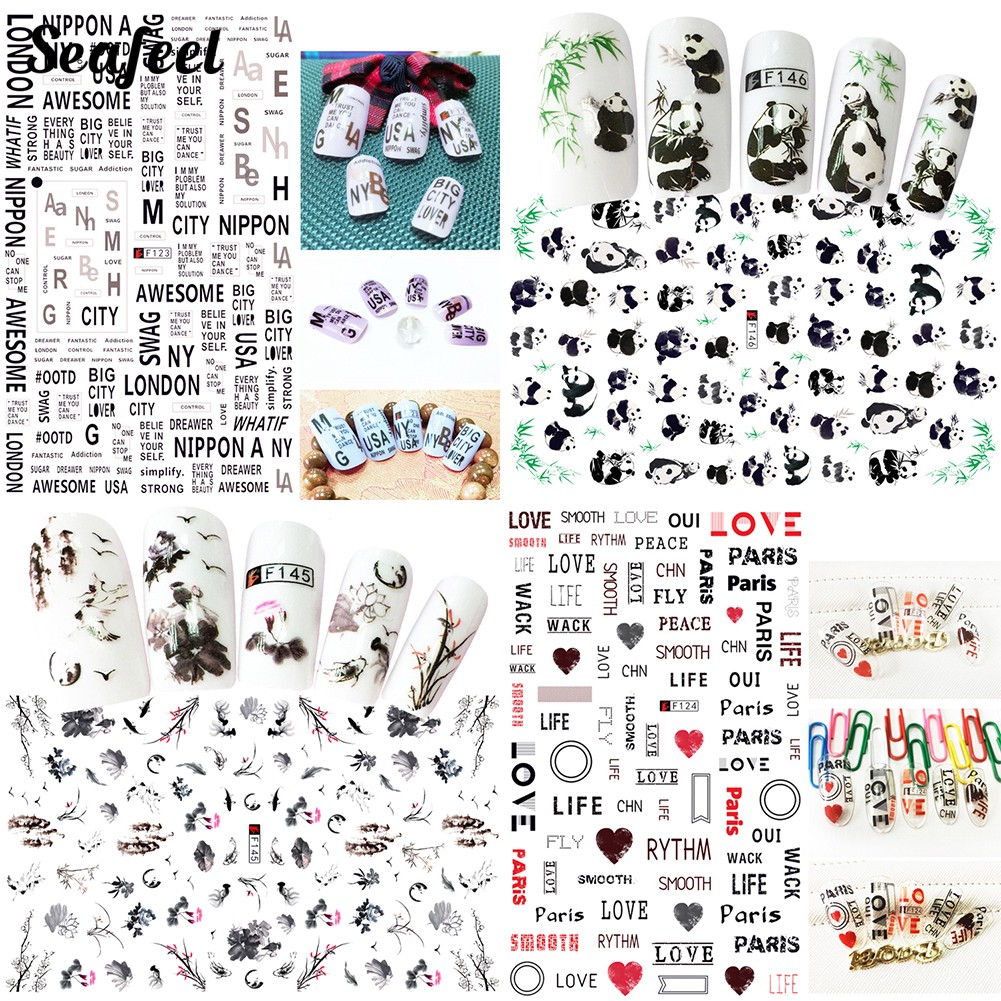 1 Tấm Sticker Dán Móng Tay Hình Gấu Trúc