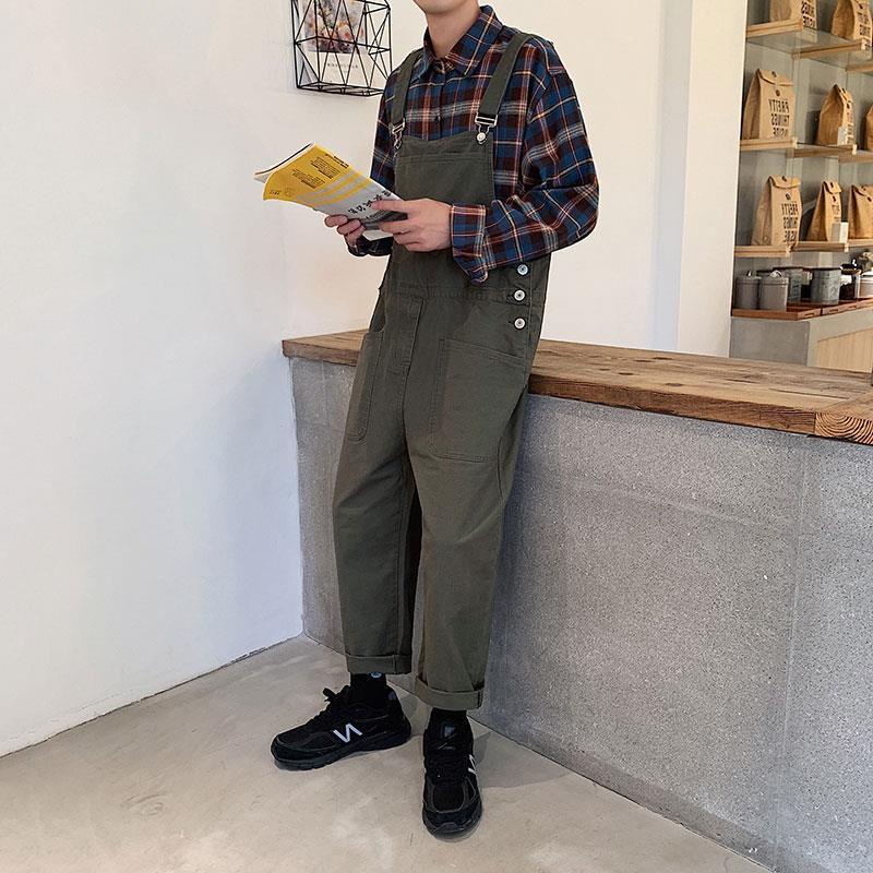 Quần Yếm Một Mảnh Ống Rộng Phong Cách hip hop Nhật Bản Dành Cho Nam