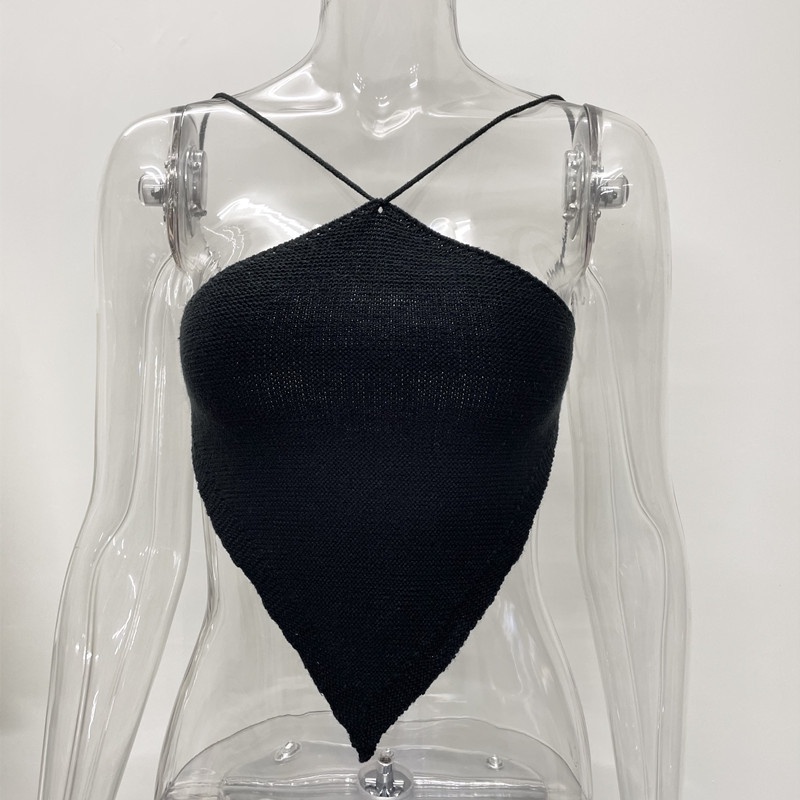 Áo Tank Top Dệt Kim Hở Lưng Phong Cách Quyến Rũ