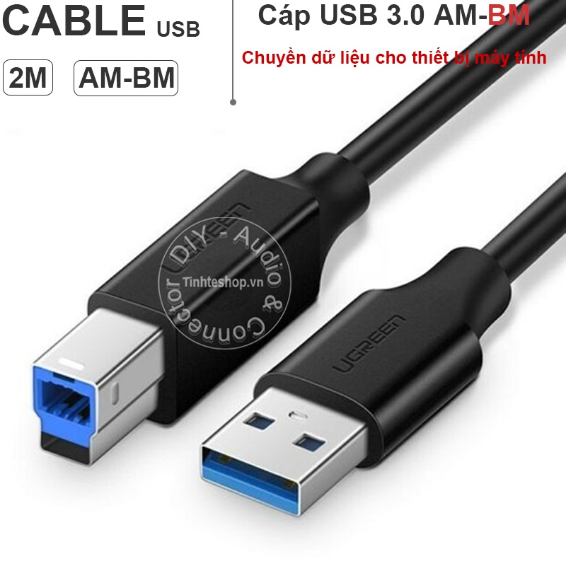 Cáp Máy in USB 3.0 Ugreen 10372 30753 Cao cấp màu đen US210 Chính hãng