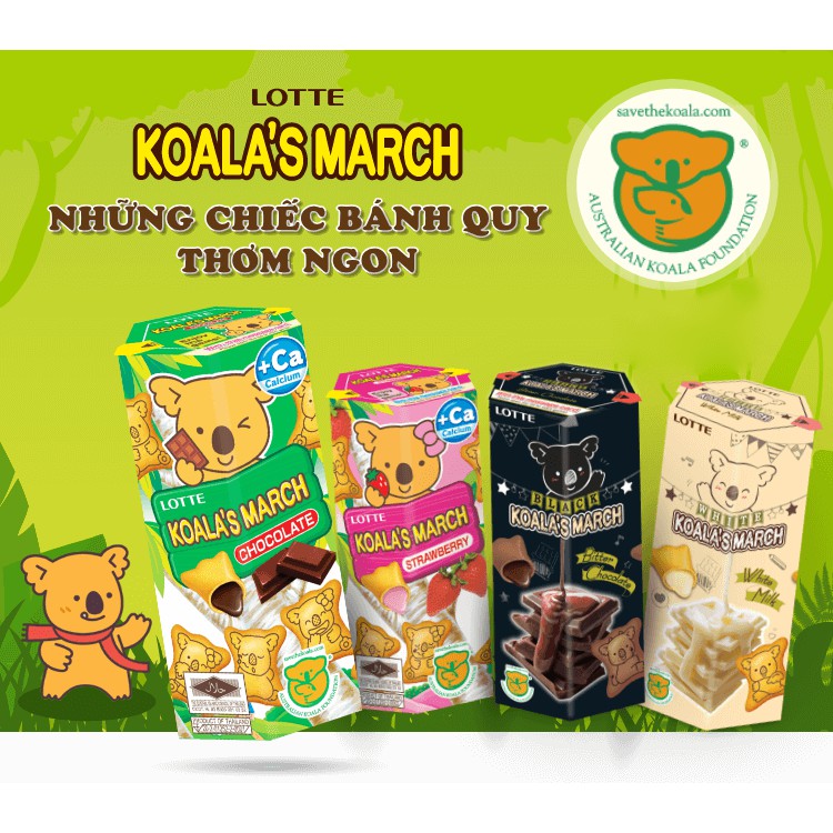 Thanh Hoá - Bánh gấu nhân kem socola Lotte Koala's March hộp 37g