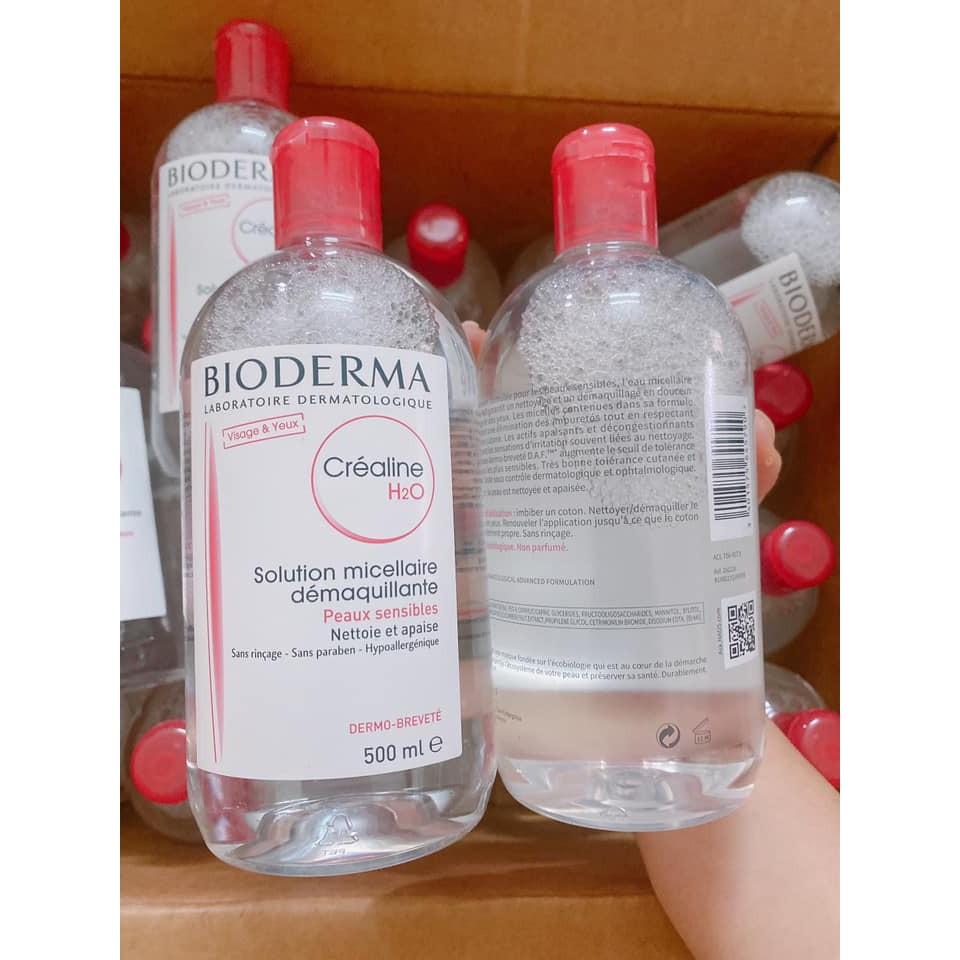 Nước Tẩy Trang Dành Cho Da Nhạy Cảm Bioderma Sensibio và Crealine H20 500ml ( CÓ BILL)