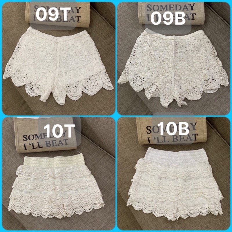 -Quần short nữ ren hoa hai lớp hàng QC mặc đi biển đi chơi