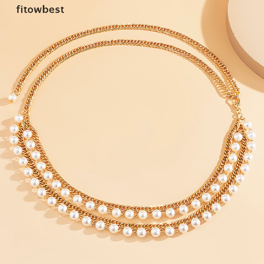 Thắt Lưng Dây Xích Tua Rua Nhiều Lớp Đính Hạt Ngọc Trai Cho Nữ