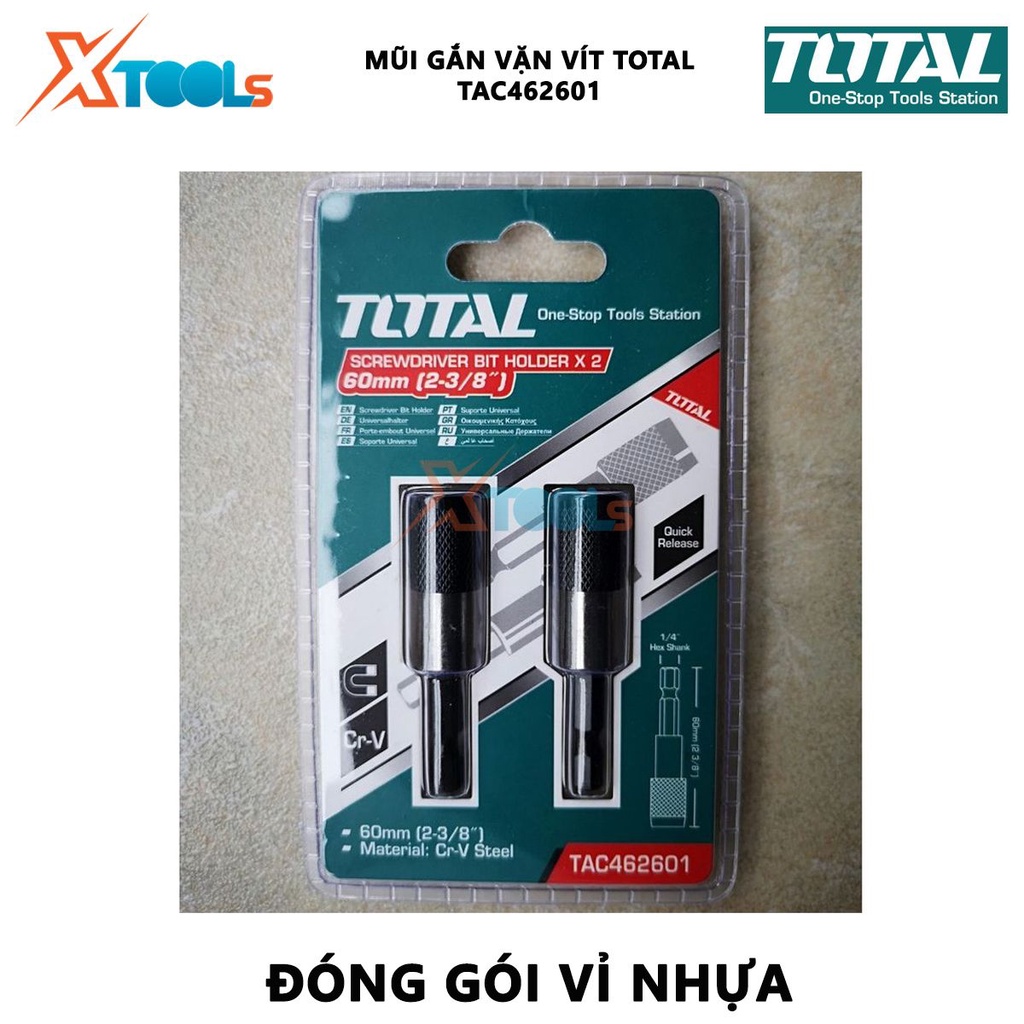 Mũi gắn vặn vít TOTAL TAC462601 | bộ mũi gắn vít độ dài của mỗi mũi 60mm, kích thước: 13cm x 3cm x 17cm - chuôi 1/4''