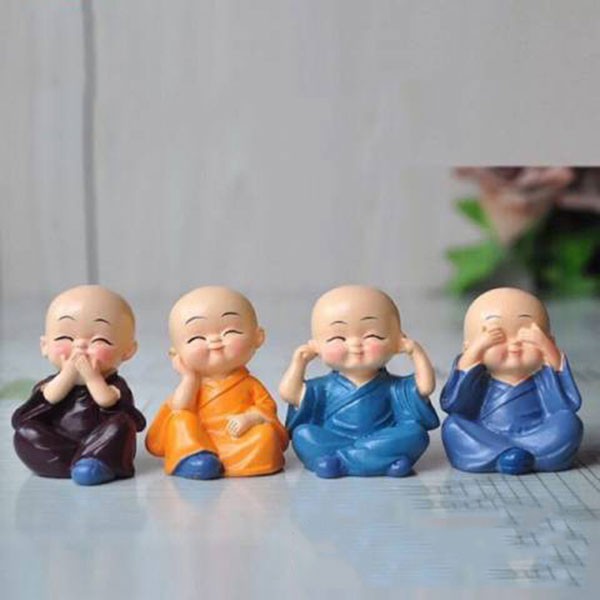 Bộ tượng tứ không, 4 chú tượng bịt mắt, bịt miệng, bịt tai, bịt thân siêu cute