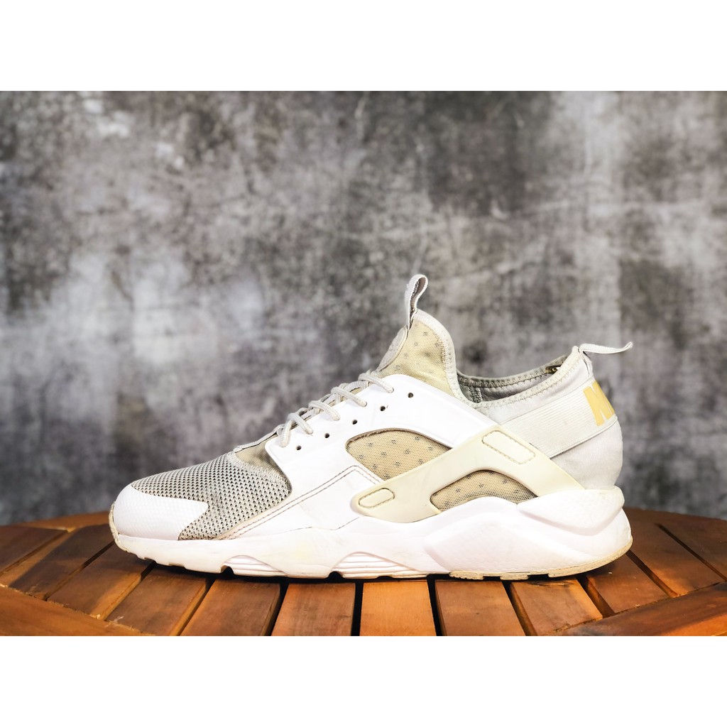 (Size 43) Giày Thể Thao Chính Hãng 2hand NIKE AIR HUARACHE RUN ULTRA TRIPLE WHITE ` < *