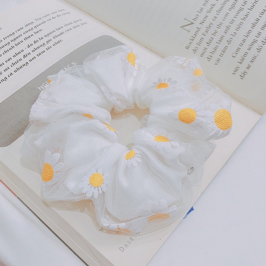Scrunchies Dây Buộc Tóc Hình Hoa Cúc Thời Trang Hàn Quốc DAHABOO SC01