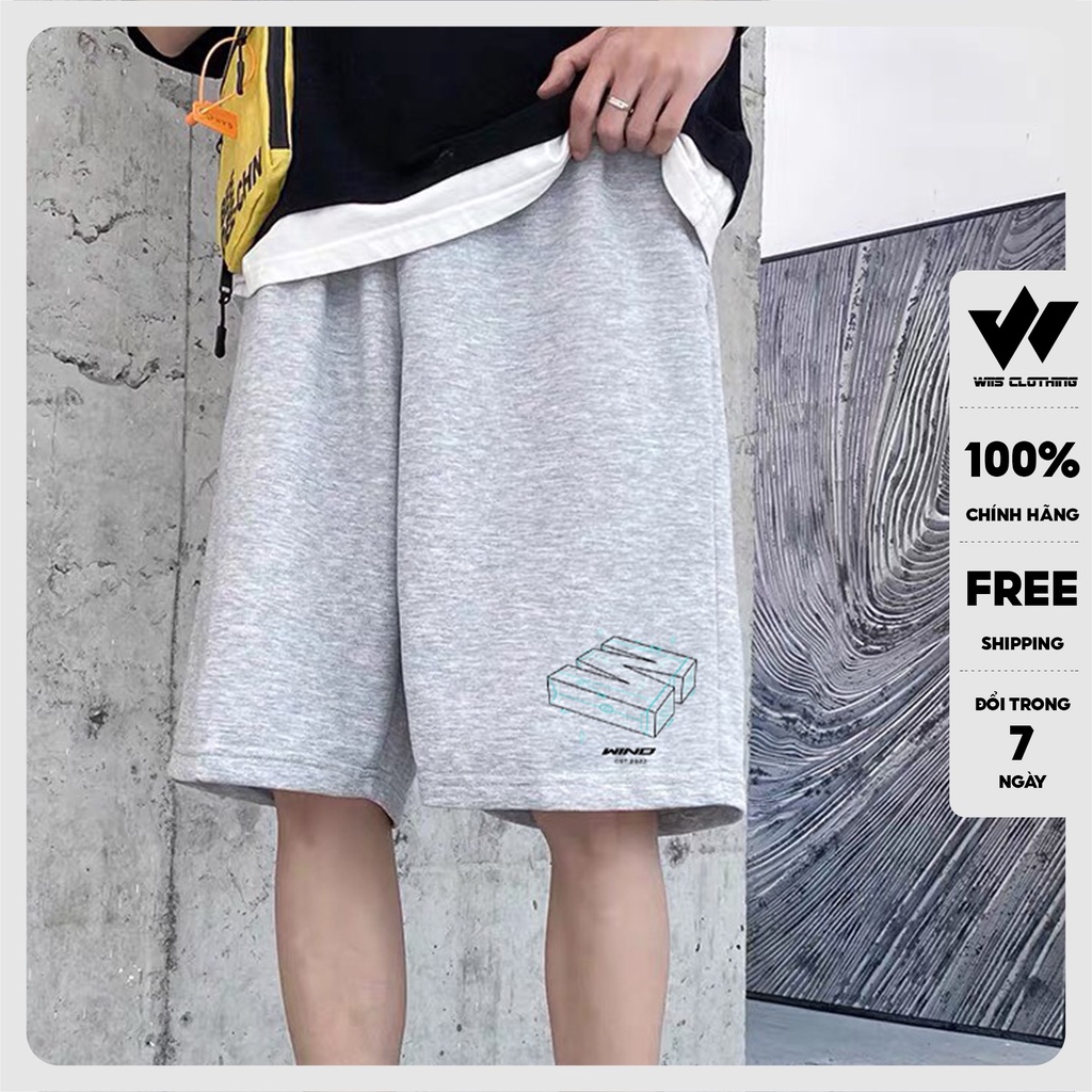 Quần short thun nam ống rộng WIIS unisex 3D quần đùi lửng thời trang nam nữ ulzzang