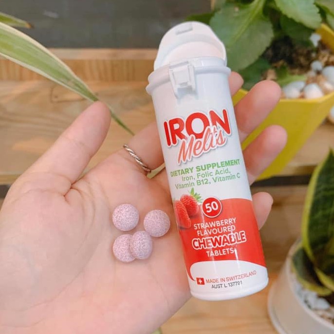 Sắt Ngậm Iron Melts Úc Dùng Cho Bé Từ 2 Tuổi, Bà Bầu, Mẹ Sau Sinh, Người Cao Tuổi 50 Viên