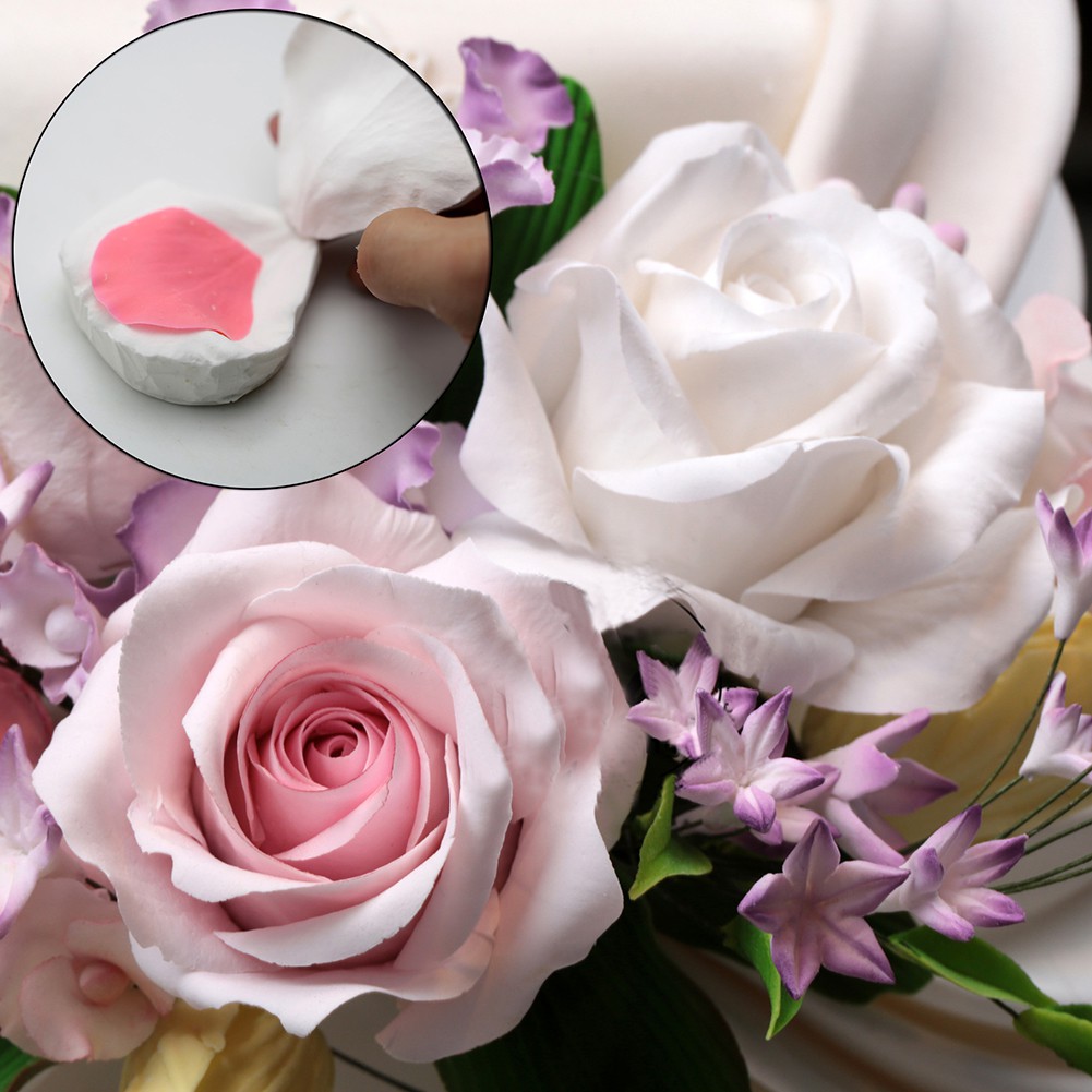 KALAIEN 3D Hoa Hồng Fondant Cánh Hoa Silicon Bộ Khuôn Sáng Tạo Trang Trí Bánh Ăn Được Thích Hợp Cho Bánh Fomdant Khuôn Silicon Tĩnh Mạch Kẹo Cao Su Dán Dụng Cụ Fondant Dụng Cụ