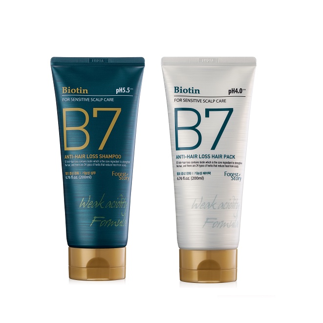 Cặp dầu gội xả thảo dược Biotin B7 Welcos forest B7 anti Hair Loss Shampoo, Hair Loss treatment 2 x 200ml