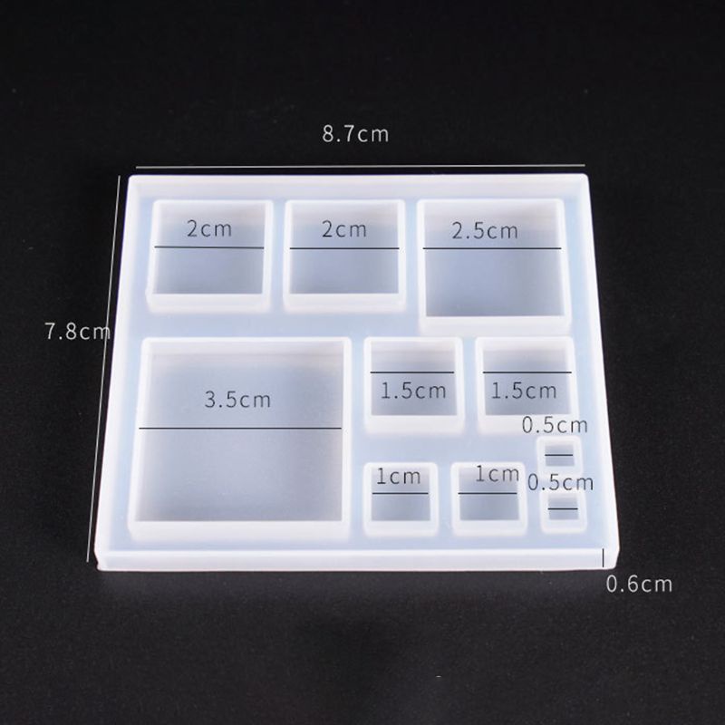 Khuôn Silicone Làm Móc Khóa Hình Vuông + Bông Tuyết DIY