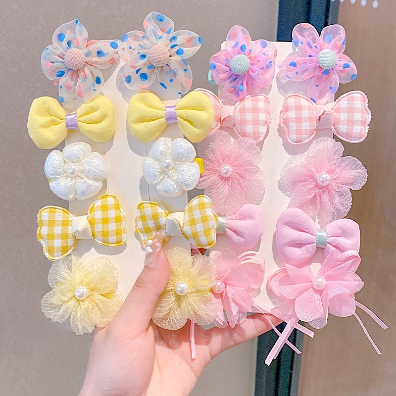 Set 10 Kẹp Tóc Lưới Xinh Xắn Cho Bé Gái