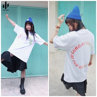 ÁO THUN TRẮNG TRUST GOD COTTON DÀY XỊN FORM ÂU SIÊU ĐẸP