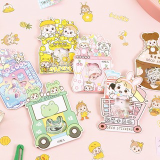 Sticker cô gái 40 tờ dán rời siêu kute nhiều màu đáng yêu - Nami
