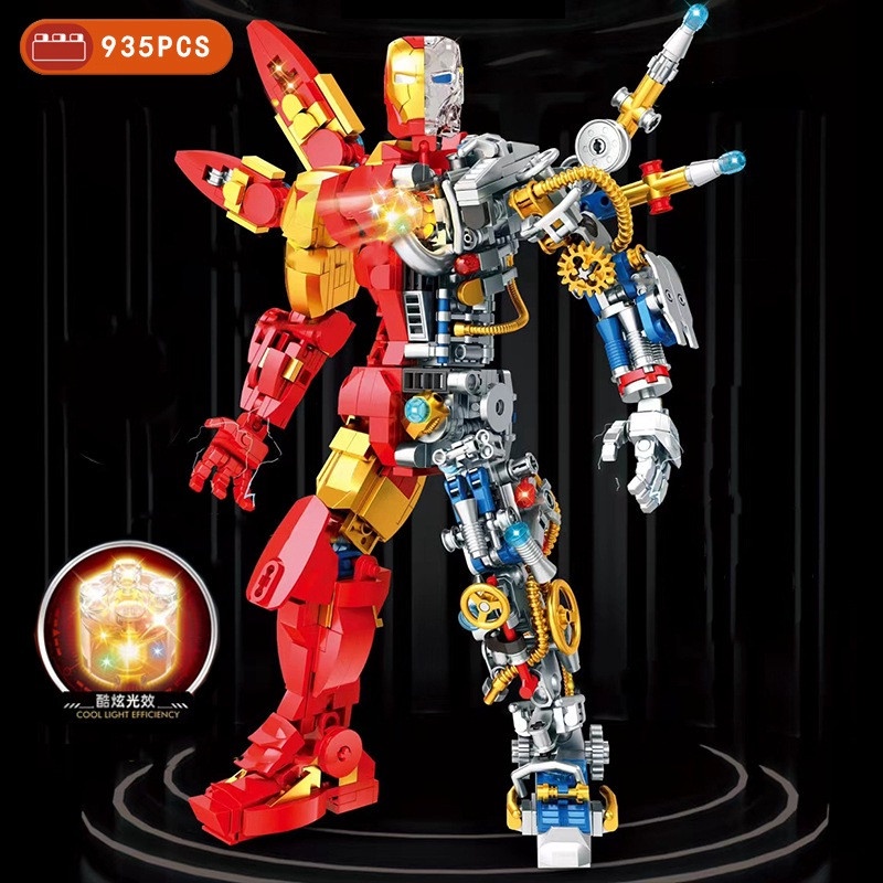 （CÓ SẴN）Đồ chơi lắp ráp mô hinh Super Hero 6069 iron king mô hình iron man nữa người có đèn led