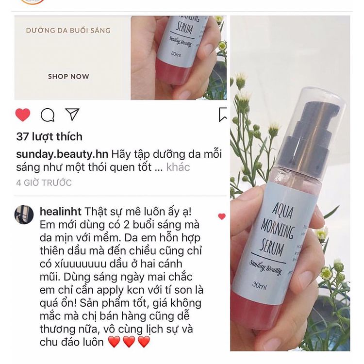 Serum dưỡng da ban ngày kiềm dầu cấp nước se khít lỗ chân lông Aqua morning serum Sunday Beauty handmade