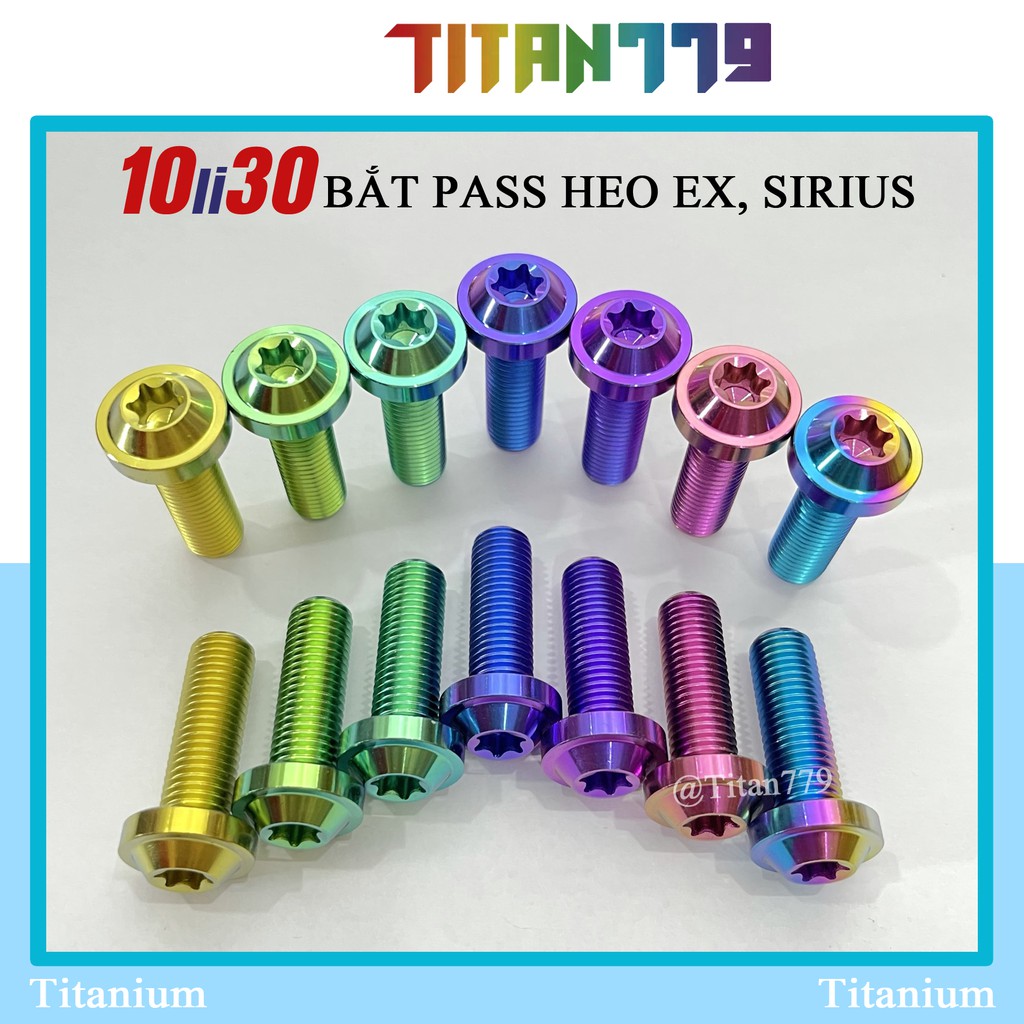 (45) Ốc Titan Gr5 10li30 10li3 đầu dù dày bắt pass heo dòng xe Yamaha Exiter, Ex 150, Jupiter, Sirius 10li 10 li 3 30